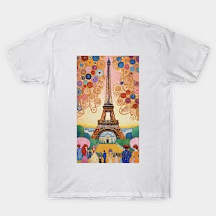 Gustav Klimt's Parisian Elegance: Inspired Eiffel Tower T-Shirt